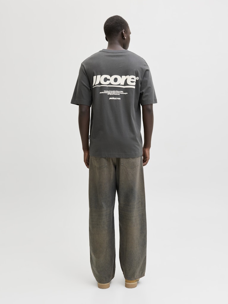 Jcoclub Back Text Prnt Tee Ss Crew Neck - Antraciet