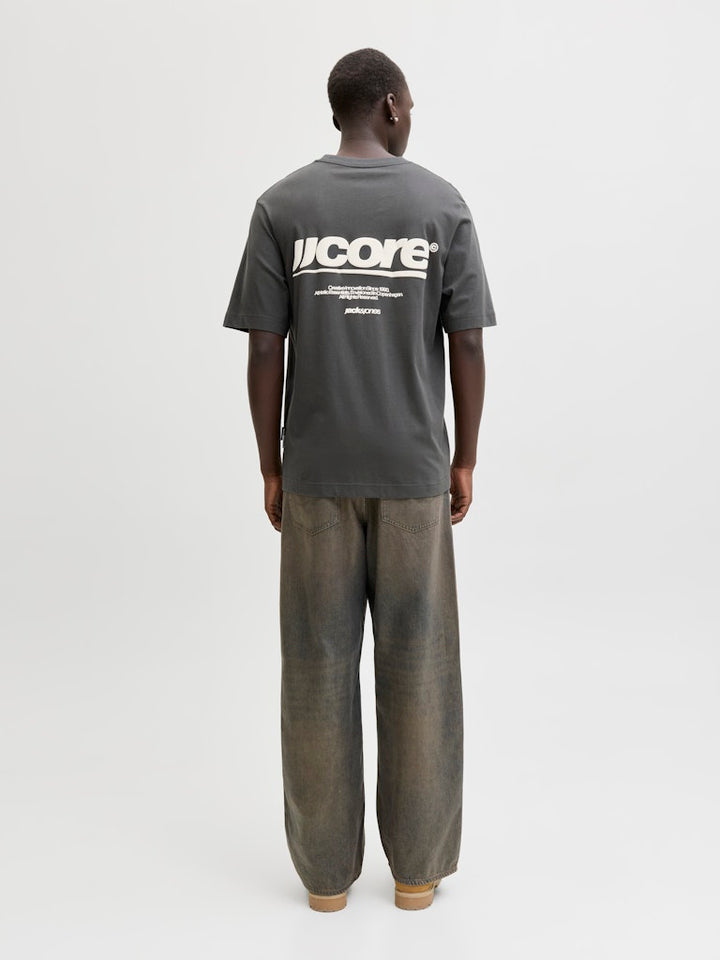 Jcoclub Back Text Prnt Tee Ss Crew Neck - Antraciet