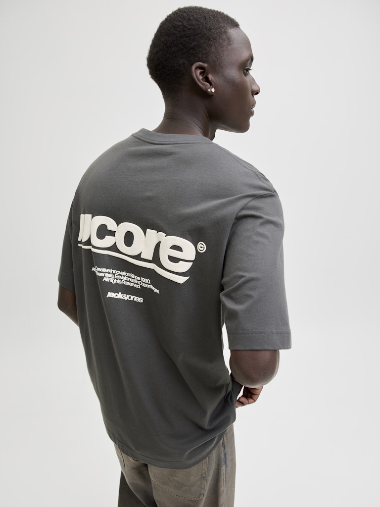 Jcoclub Back Text Prnt Tee Ss Crew Neck - Antraciet