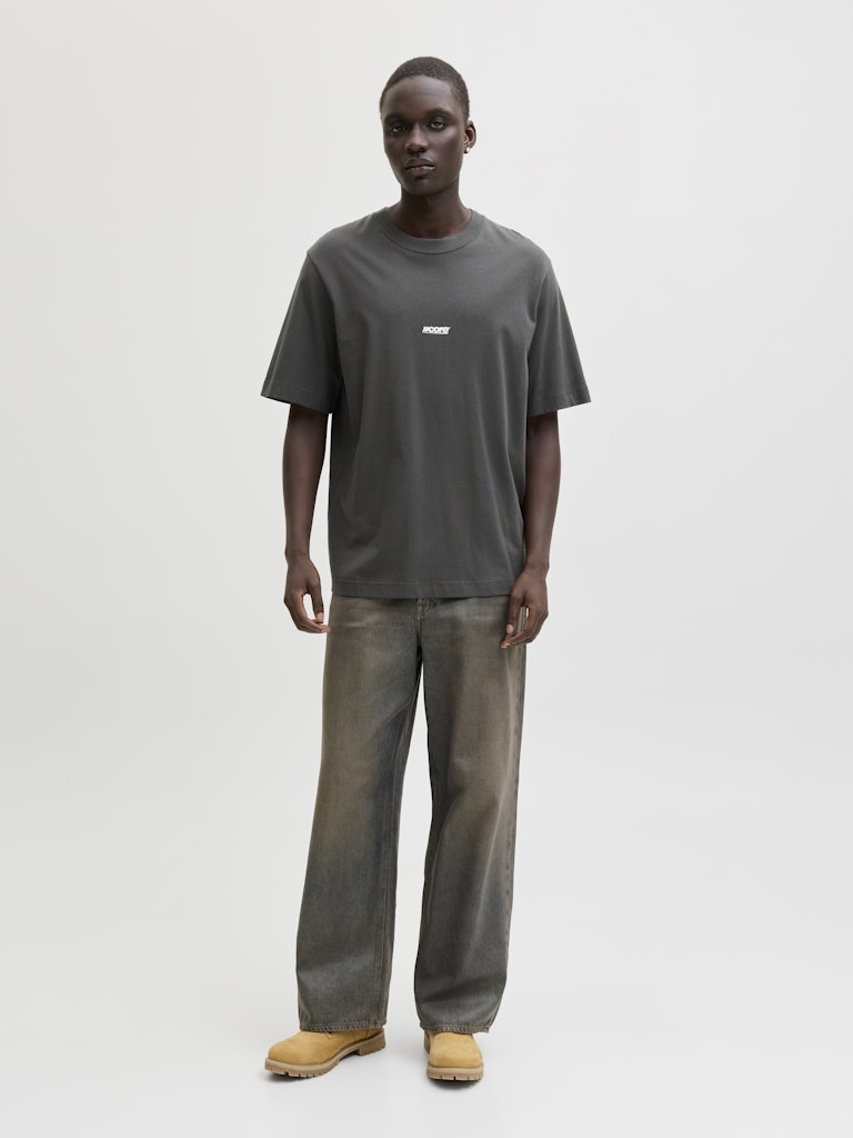 Jcoclub Back Text Prnt Tee Ss Crew Neck - Antraciet