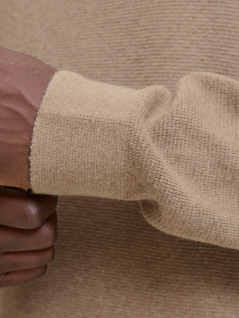 Jprblamilano Stitch Knit Zip Polo Sn - Beige