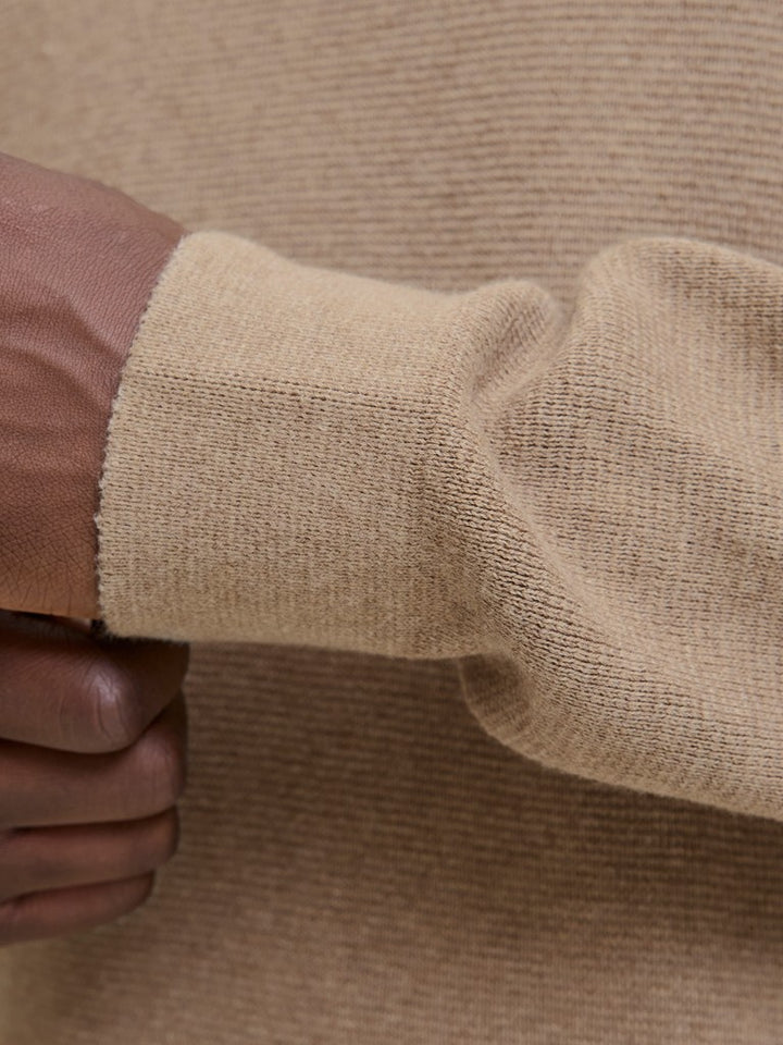 Jprblamilano Stitch Knit Zip Polo Sn - Beige