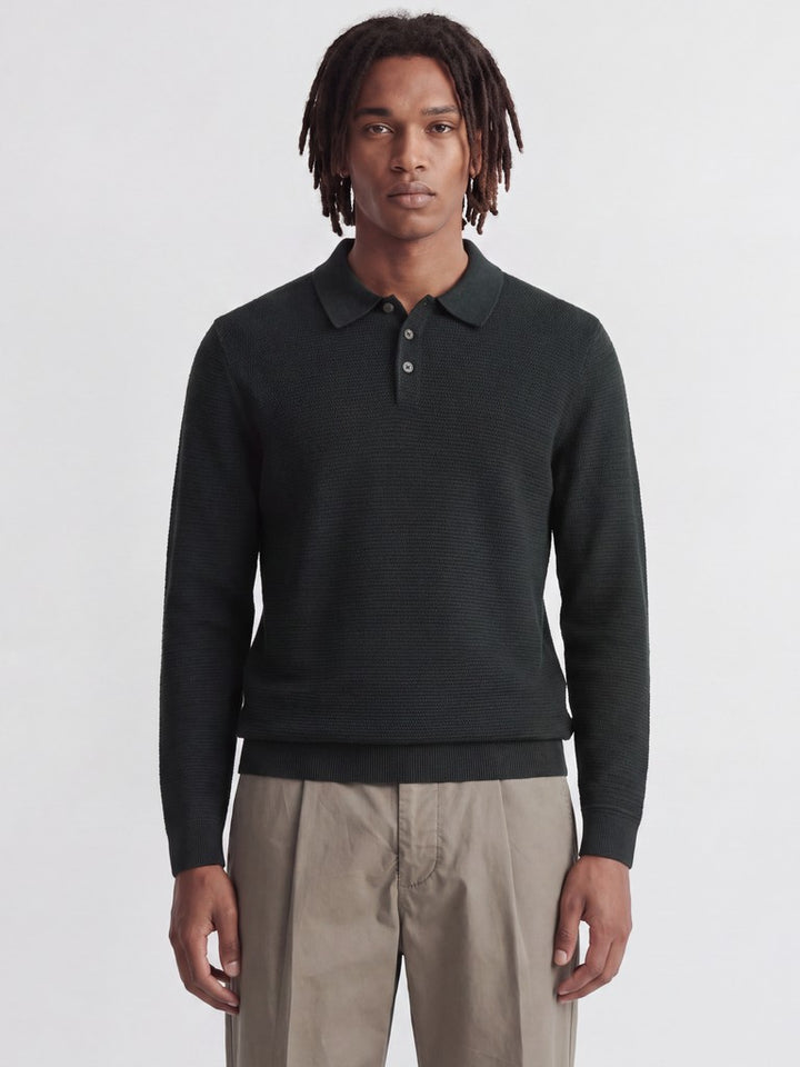 Jprbluriley Knit Polo Ls - Donkergroen
