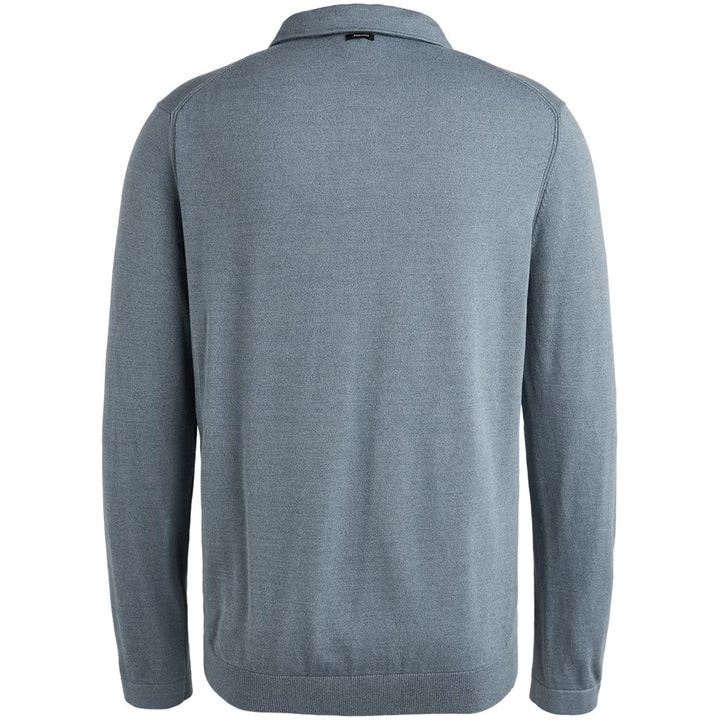 Long Sleeve Polo Cotton Modal Moul - Lichtblauw