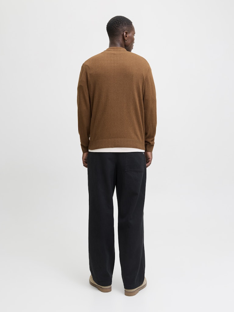 Jjeemil Knit Polo Half Zip Ls Noos - Camel