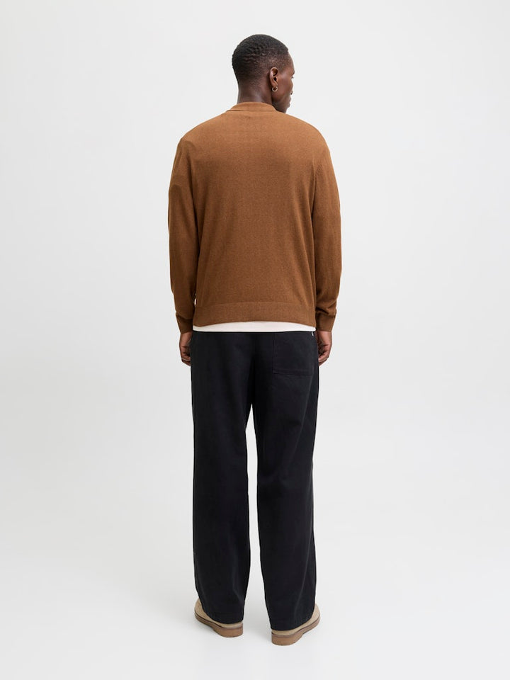 Jjeemil Knit Polo Half Zip Ls Noos - Camel