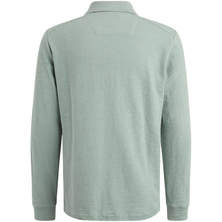 Long Sleeve Polo Slub Jacquard Jer - Lichtgrijs