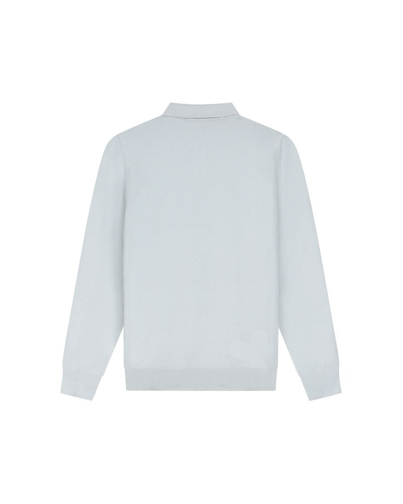 Knitted Long Sleeve Polo - Lichtgrijs