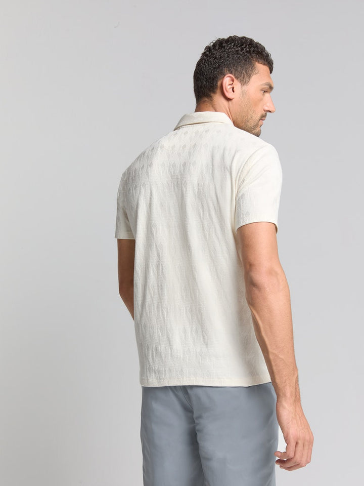 Polo V Solid Terry Jacquard - Off-white