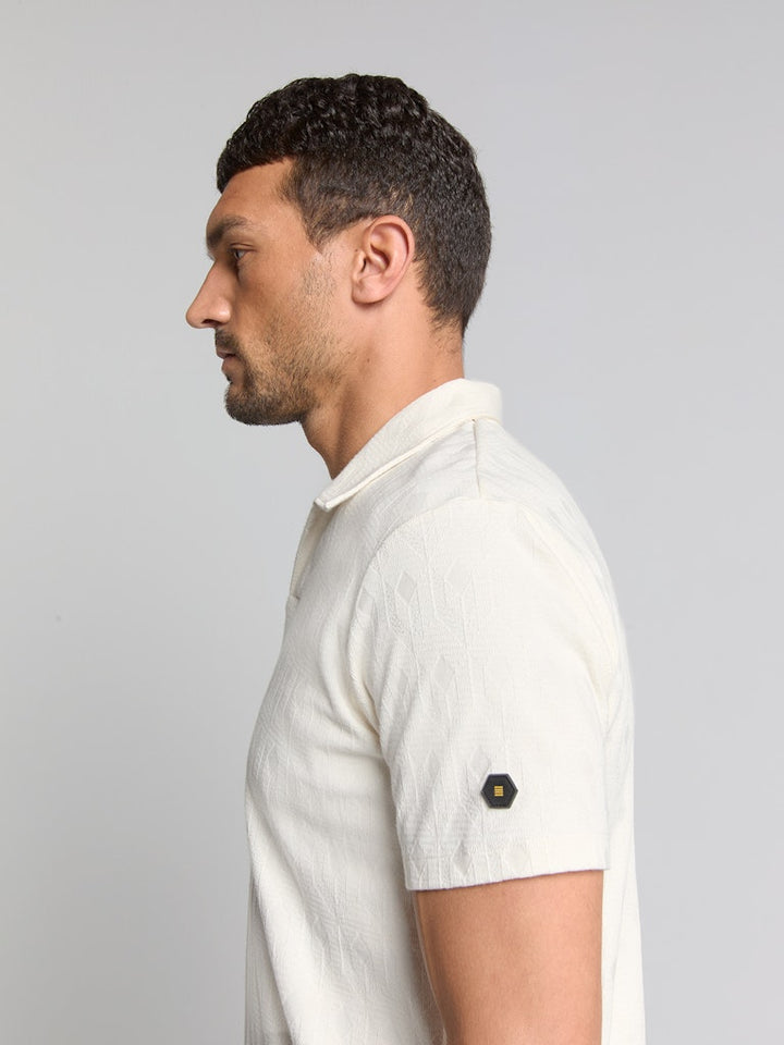 Polo V Solid Terry Jacquard - Off-white