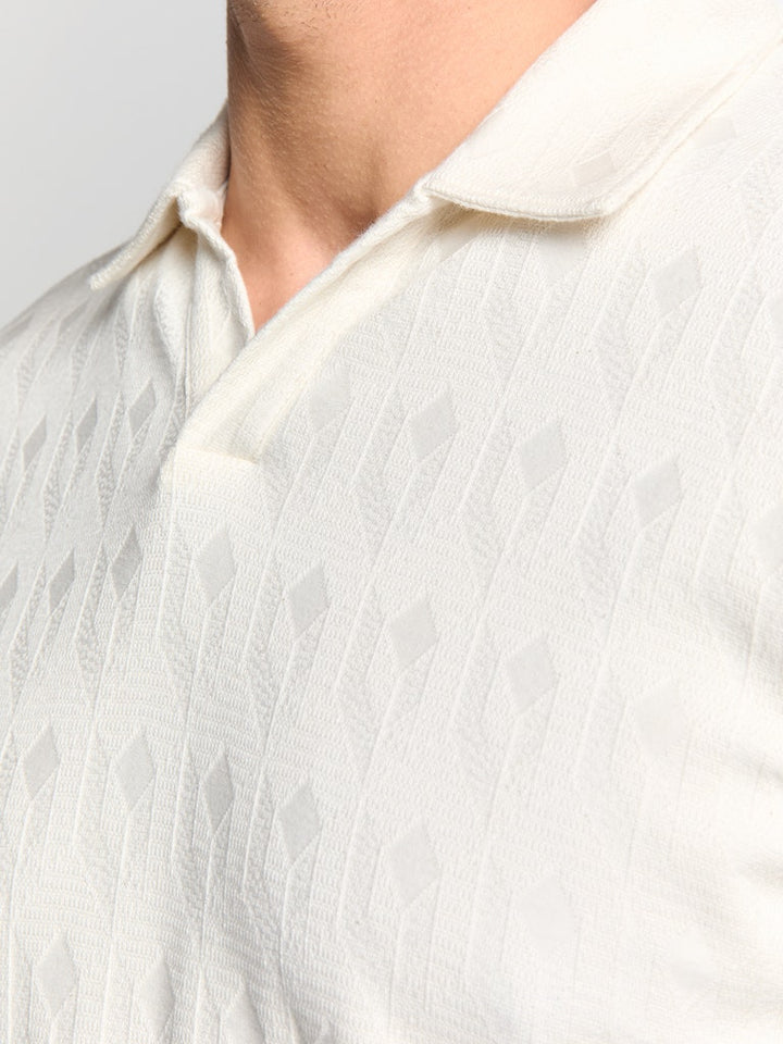 Polo V Solid Terry Jacquard - Off-white