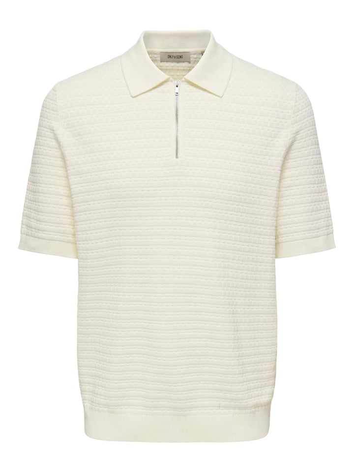 Onsmenu Reg Ss Structure Polo Knit - Off-white