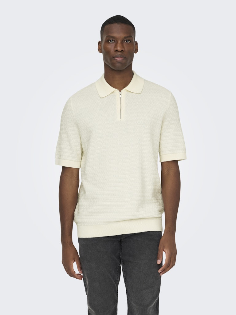 Onsmenu Reg Ss Structure Polo Knit - Off-white