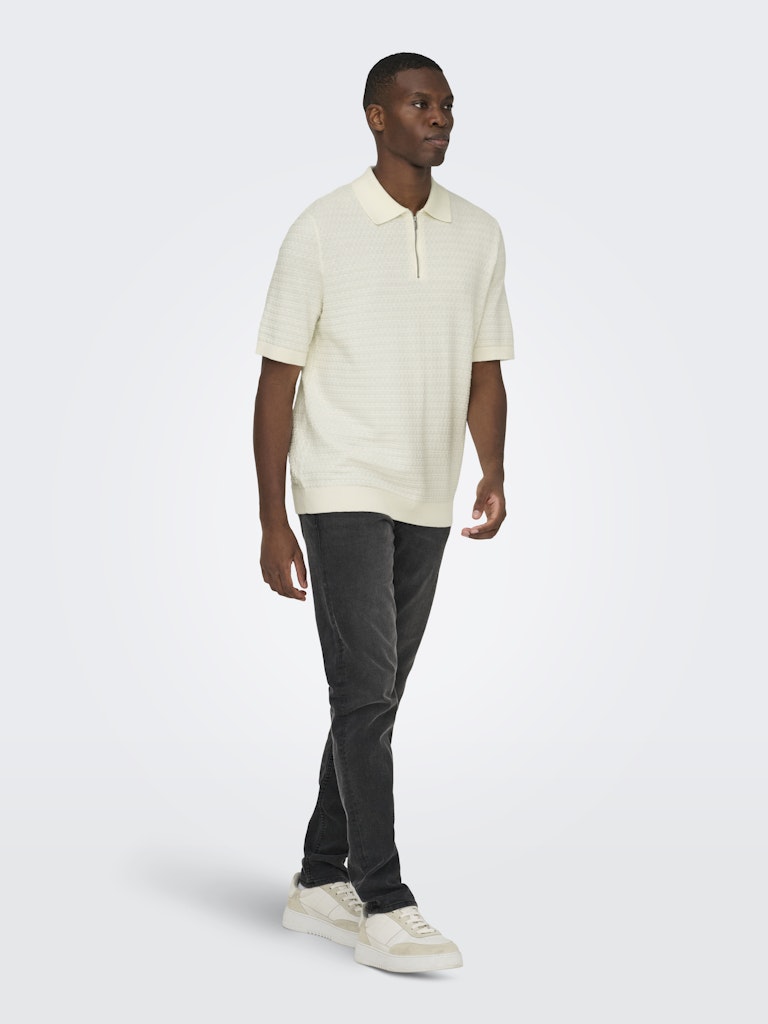 Onsmenu Reg Ss Structure Polo Knit - Off-white