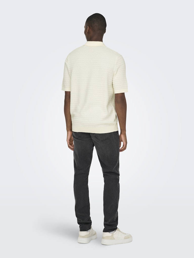 Onsmenu Reg Ss Structure Polo Knit - Off-white