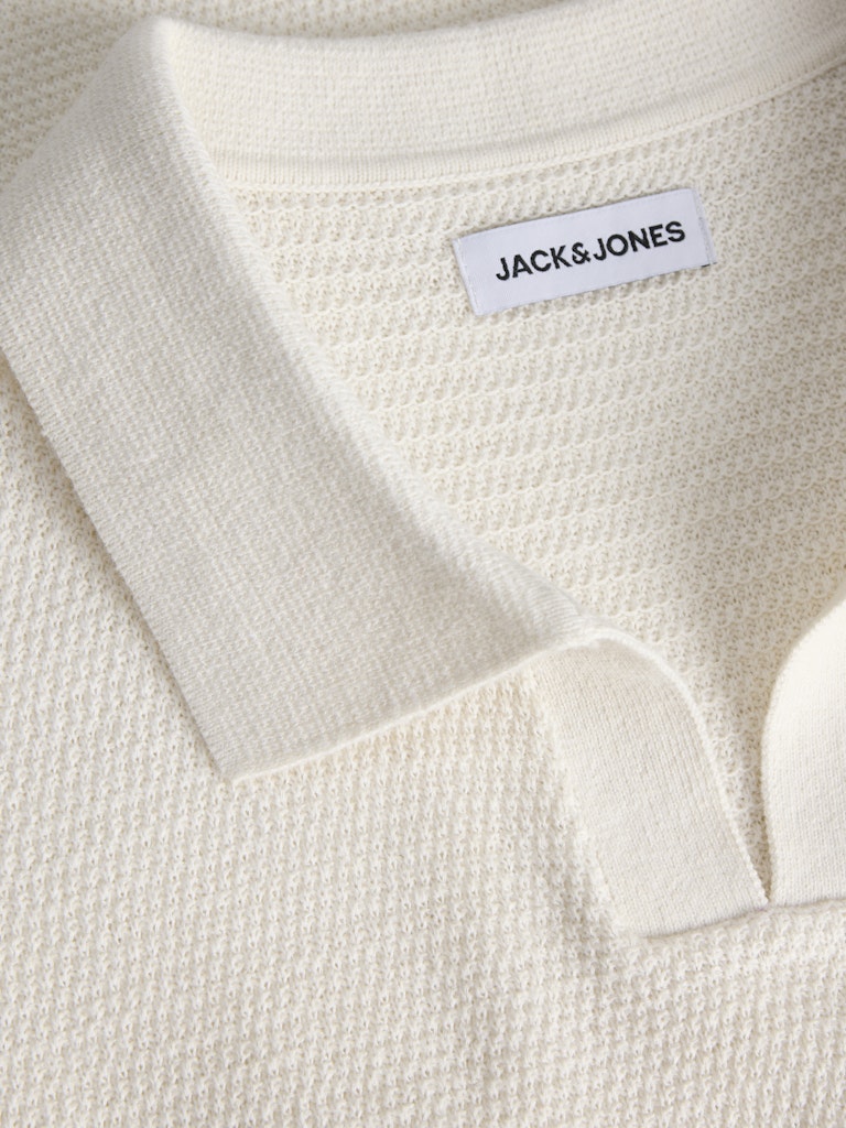 Jjegeorge Knit Polo Split Neck - Off-white