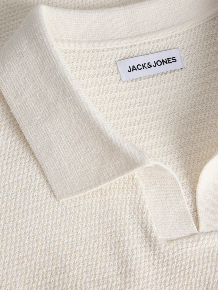 Jjegeorge Knit Polo Split Neck - Off-white