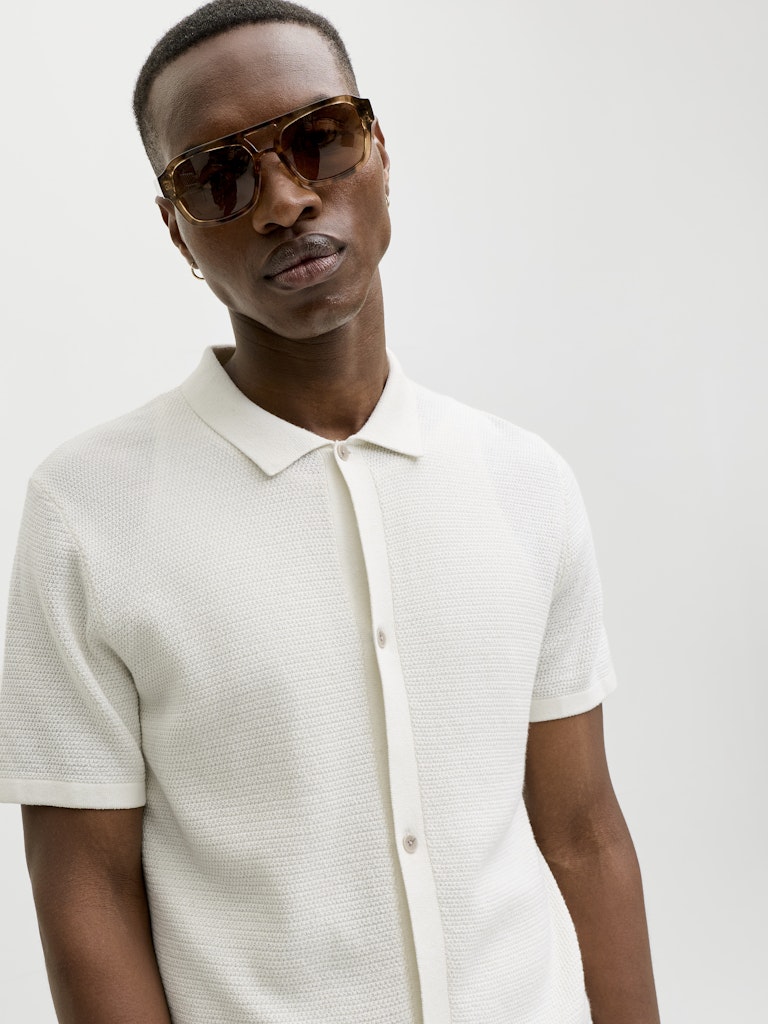 Jjegeorge Knit Shirt Ss - Off-white