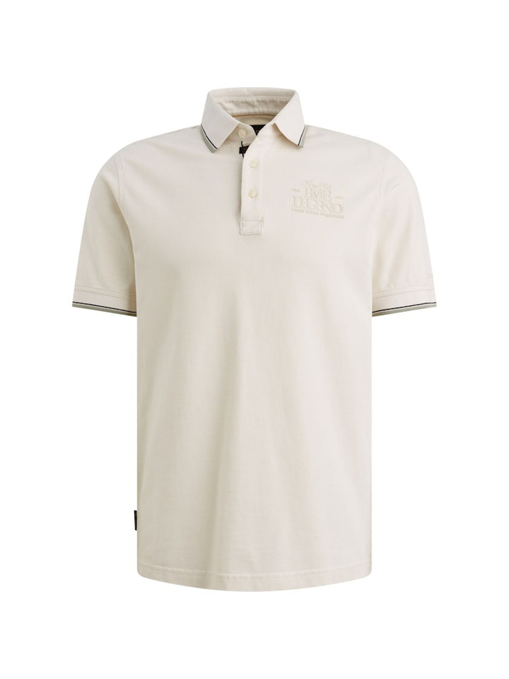 Short Sleeve Polo Stretch Pique - Ecru