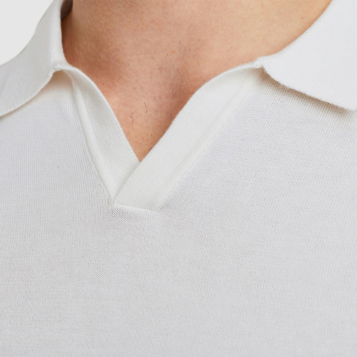 Short Sleeve Polo Cotton Modal - Ecru