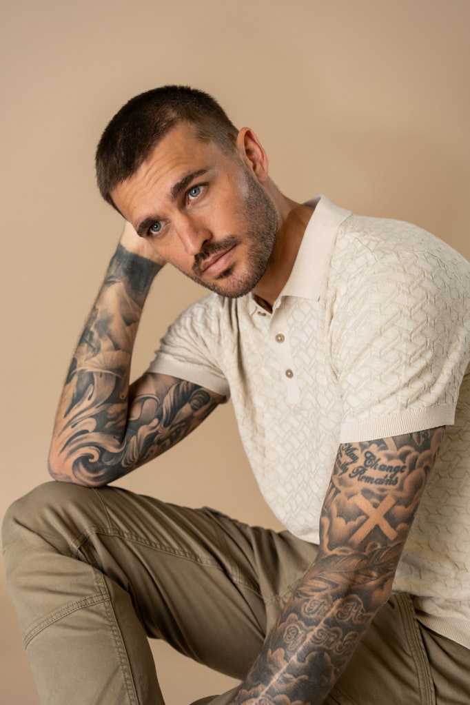 Men Knitwear Polo - Zand