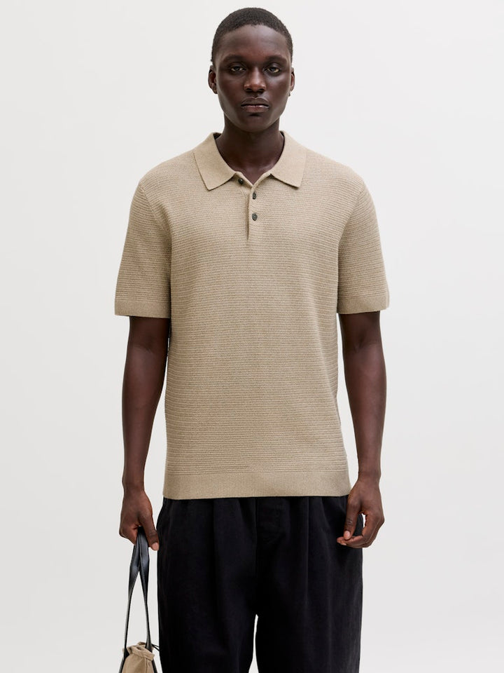 Jprbluriley Knit Polo Ss Sn - Zand