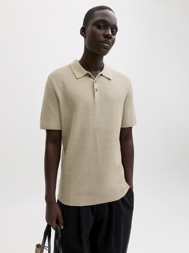 Jprbluriley Knit Polo Ss Sn - Zand