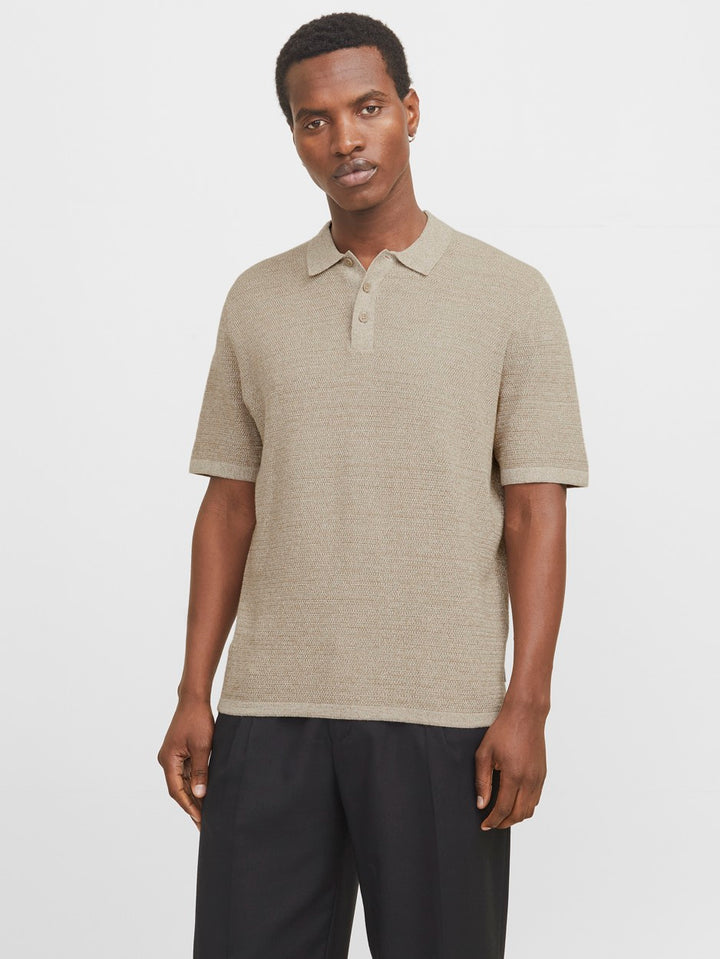 Jjegeorge Knit Polo Ss Sn - Zand