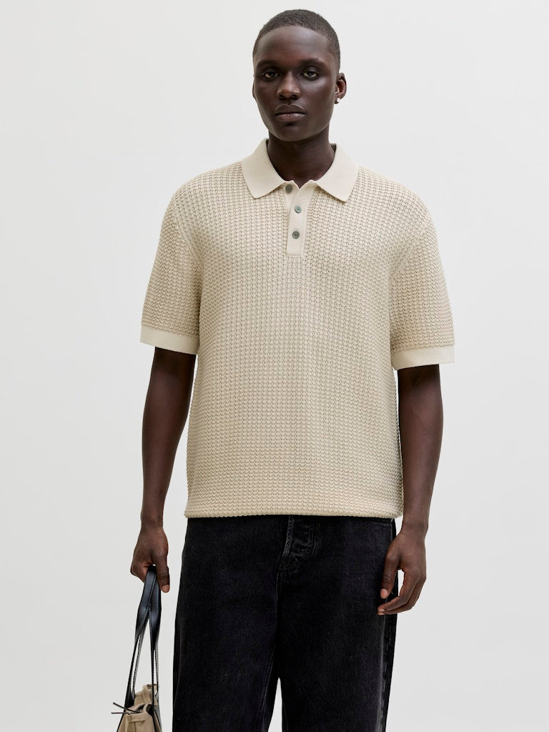 Jprblukingsley Knit Polo Ss - Beige