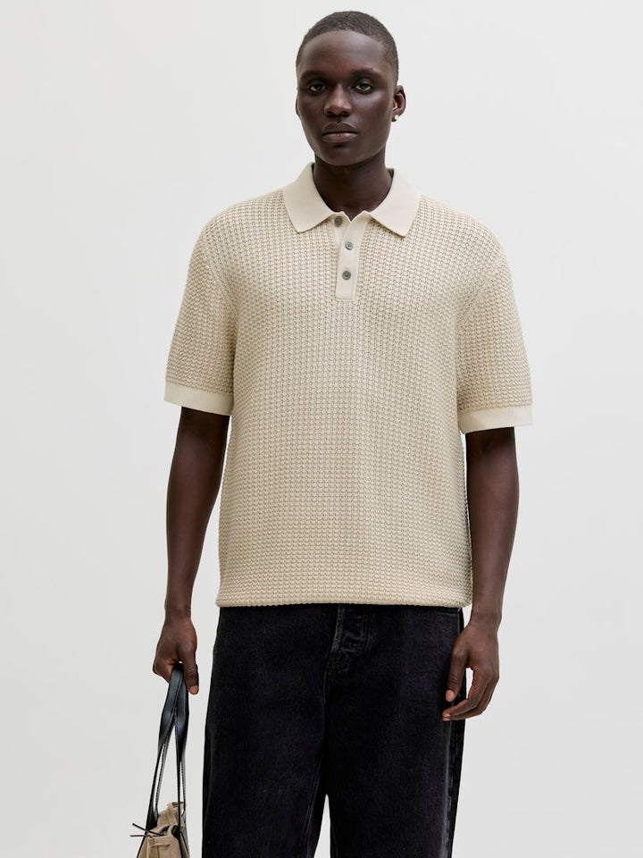 Jprblukingsley Knit Polo Ss - Beige