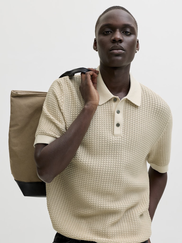 Jprblukingsley Knit Polo Ss - Beige