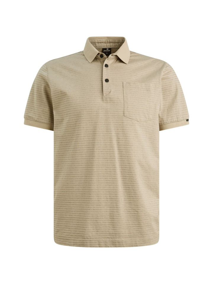 Short Sleeve Polo Mercerised Melan - Zand Dessin