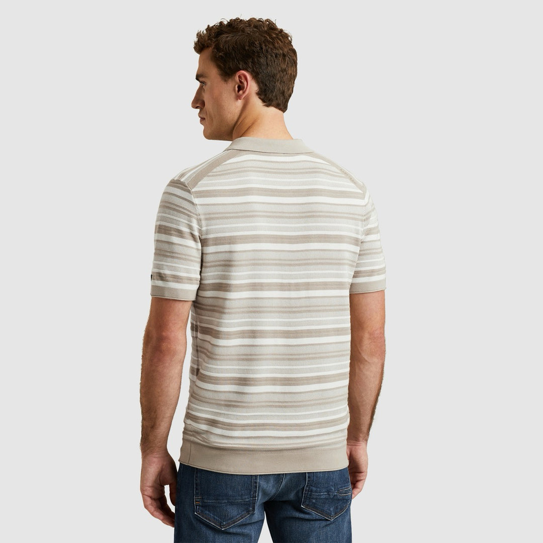 Short Sleeve Polo Cotton Modal - Zand Dessin