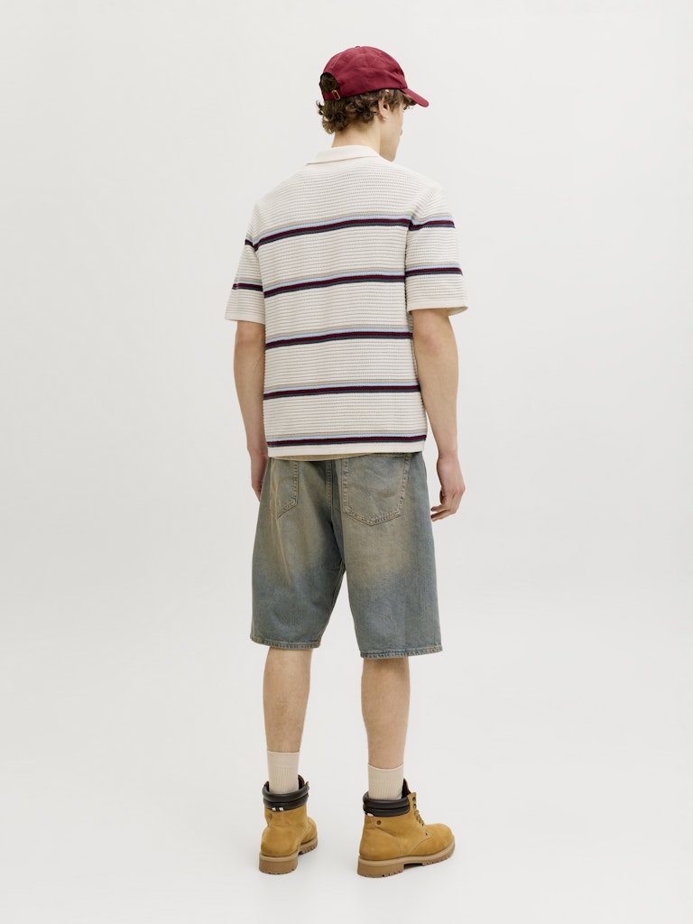 Jormaine Knit Stripe Polo Sn - Ecru Dessin