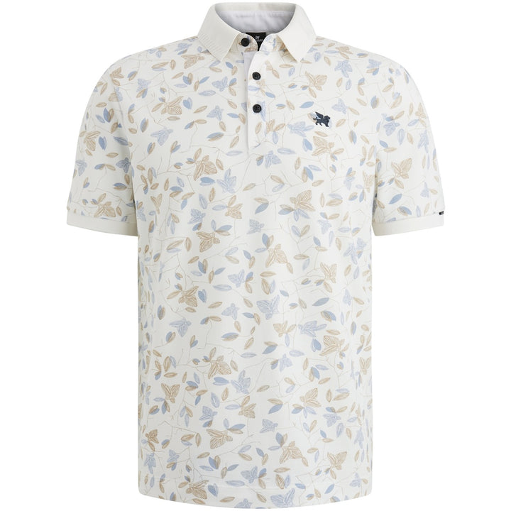 Short Sleeve Polo Stretch Pique Bl - Ecru Dessin