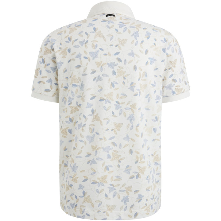 Short Sleeve Polo Stretch Pique Bl - Ecru Dessin