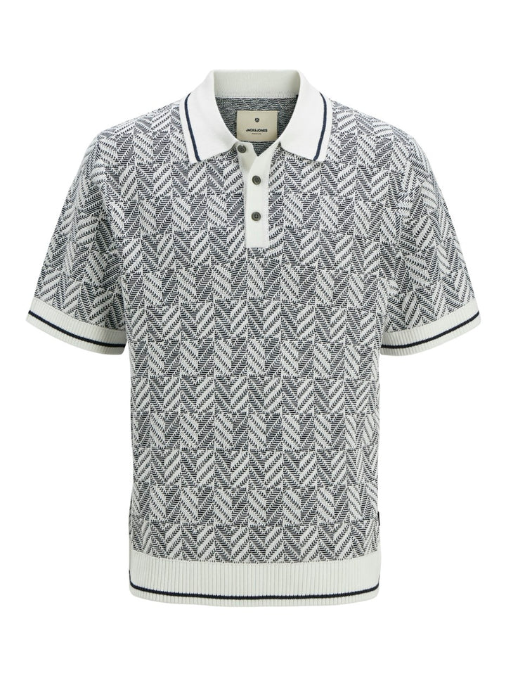 Jprblucody Structure Knit Polo Ss - Ecru Dessin