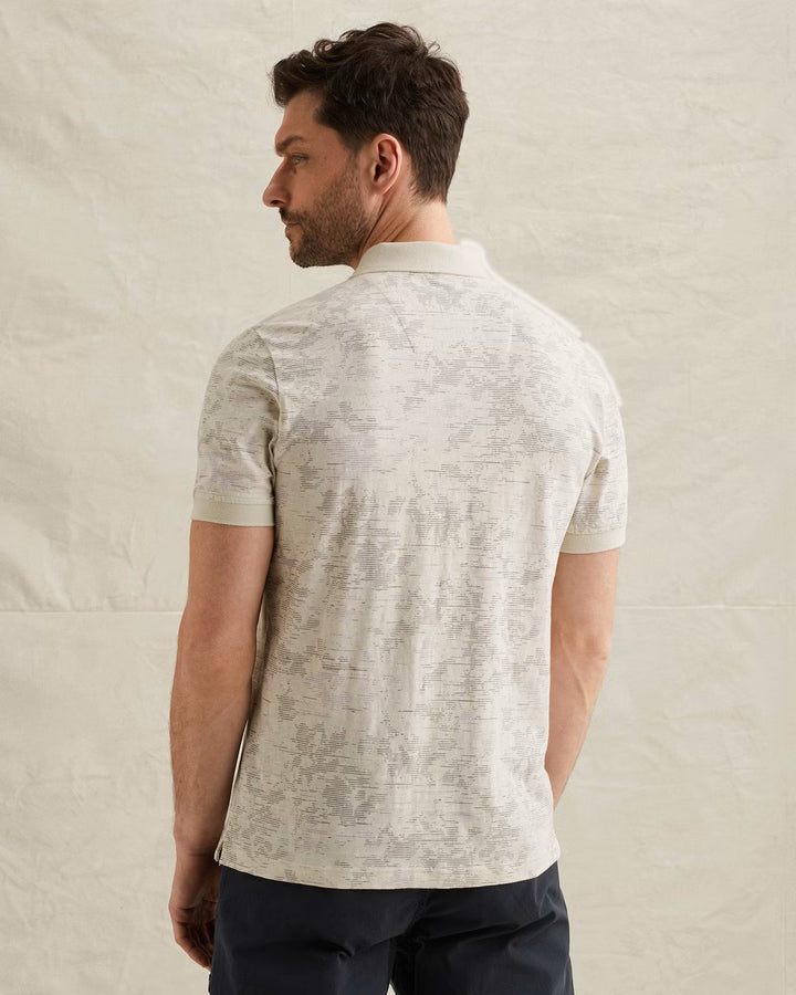 Short Sleeve Polo Slub Jersey Aop - Ecru Dessin
