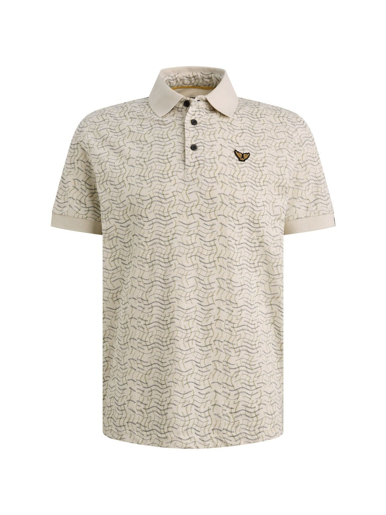 Short Sleeve Polo Slub Jersey Aop - Ecru Dessin