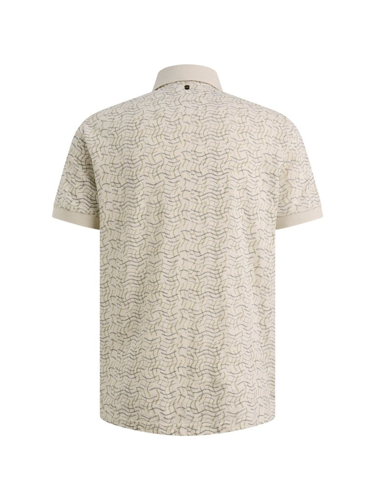 Short Sleeve Polo Slub Jersey Aop - Ecru Dessin
