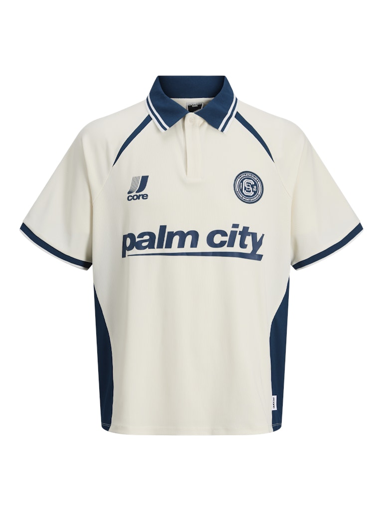 Jcoclub Ribbed Football Polo Ss - Wit Dessin