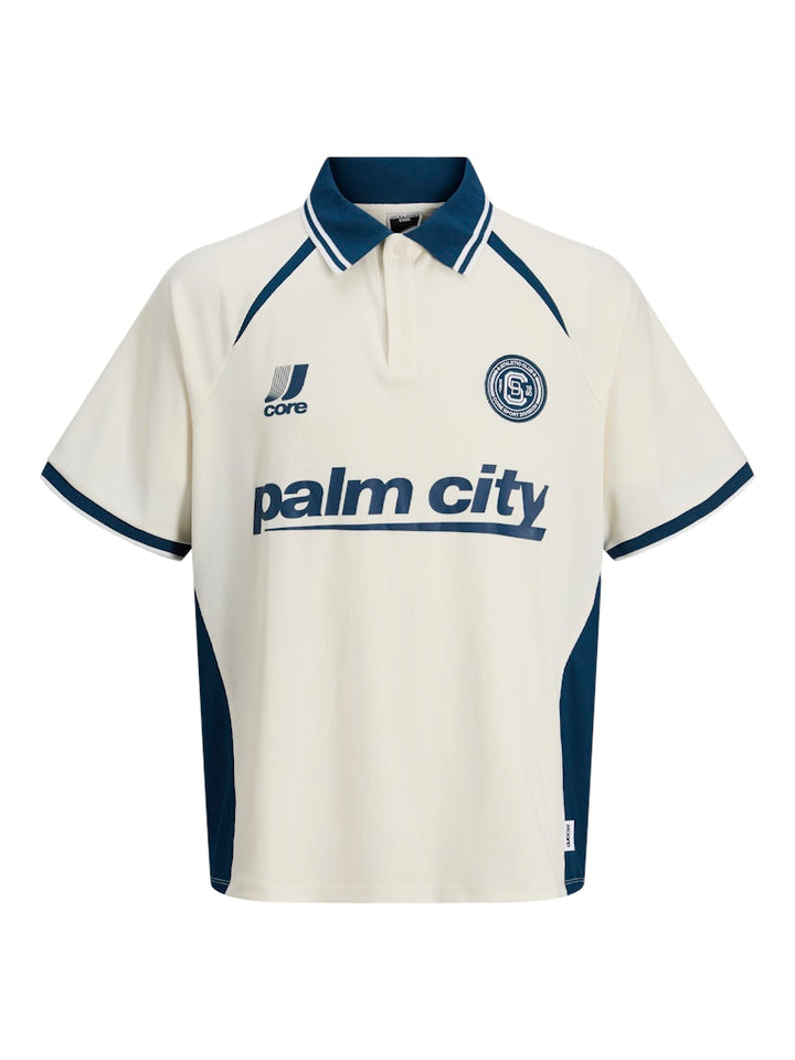 Jcoclub Ribbed Football Polo Ss - Wit Dessin