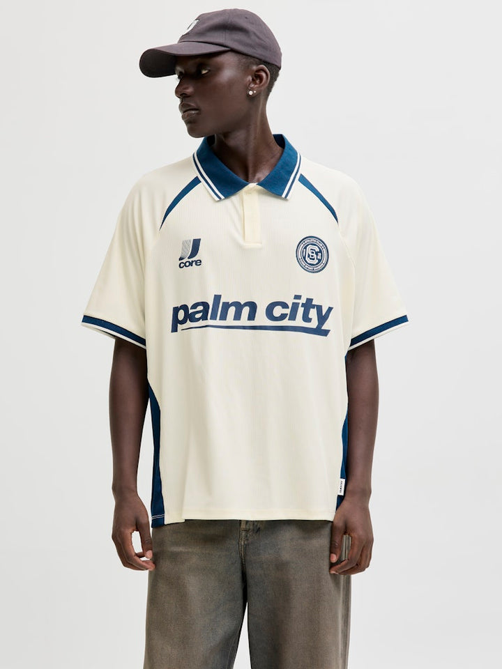 Jcoclub Ribbed Football Polo Ss - Wit Dessin