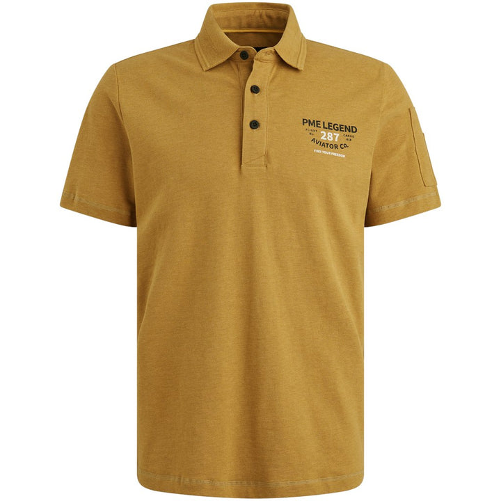 Short Sleeve Polo Pique  Melange - Oker