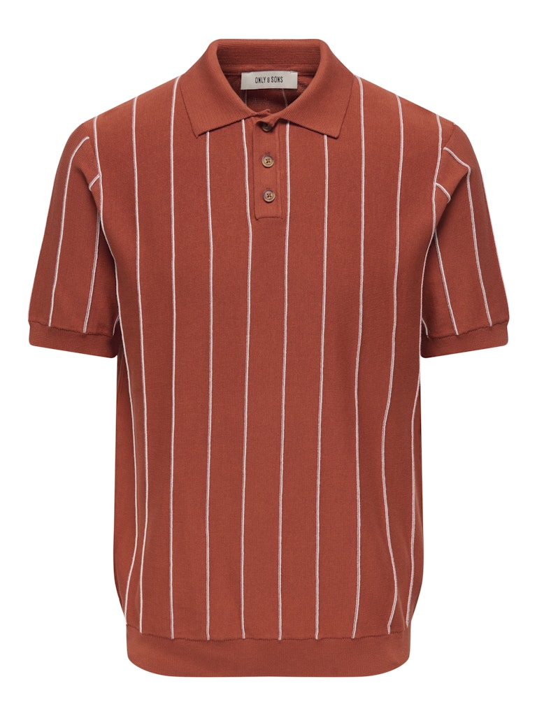 Onssaim Reg 12 Stripe Ss Polo Knit - Oranje Dessin