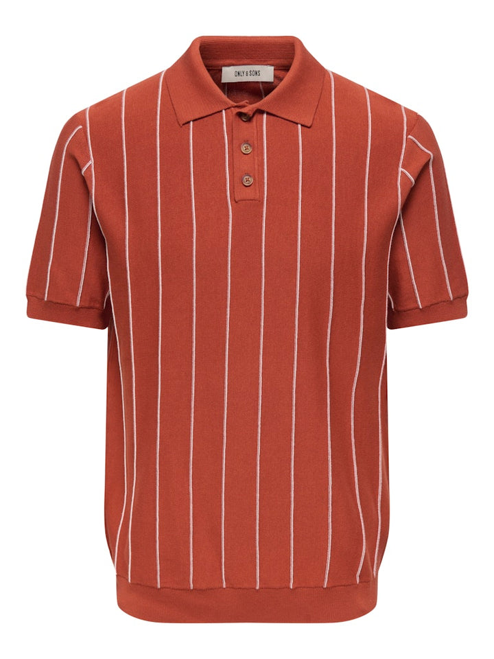 Onssaim Reg 12 Stripe Ss Polo Knit - Oranje Dessin