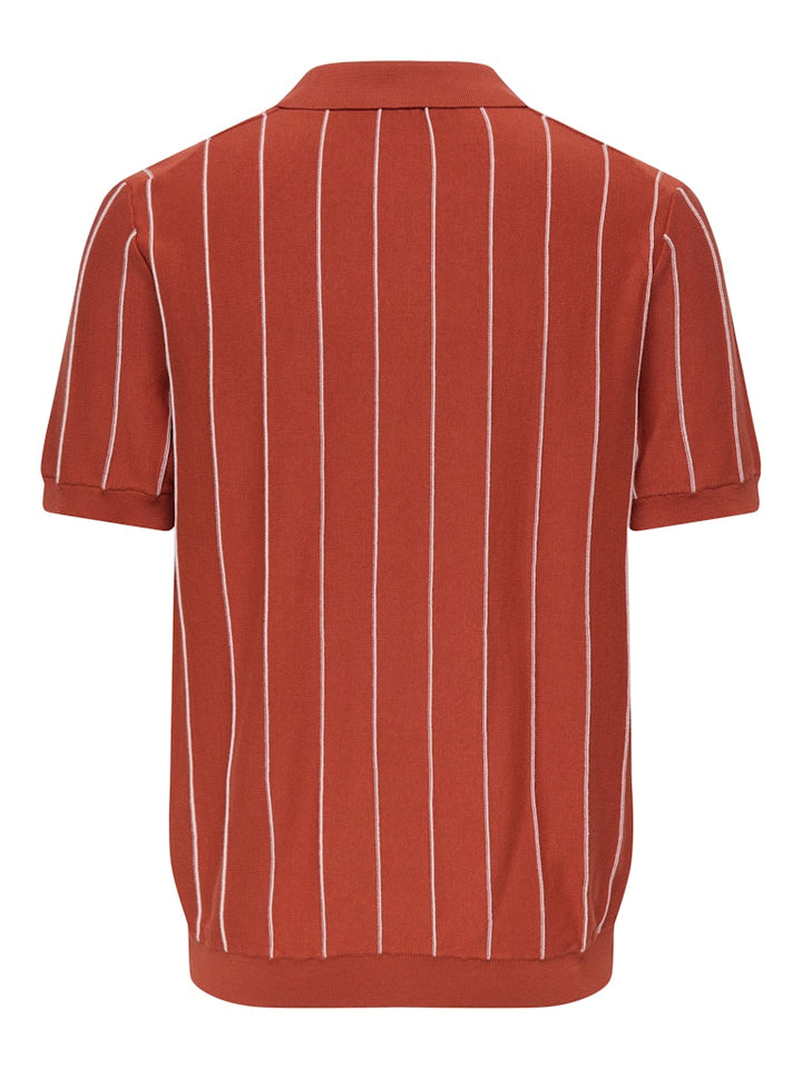 Onssaim Reg 12 Stripe Ss Polo Knit - Oranje Dessin