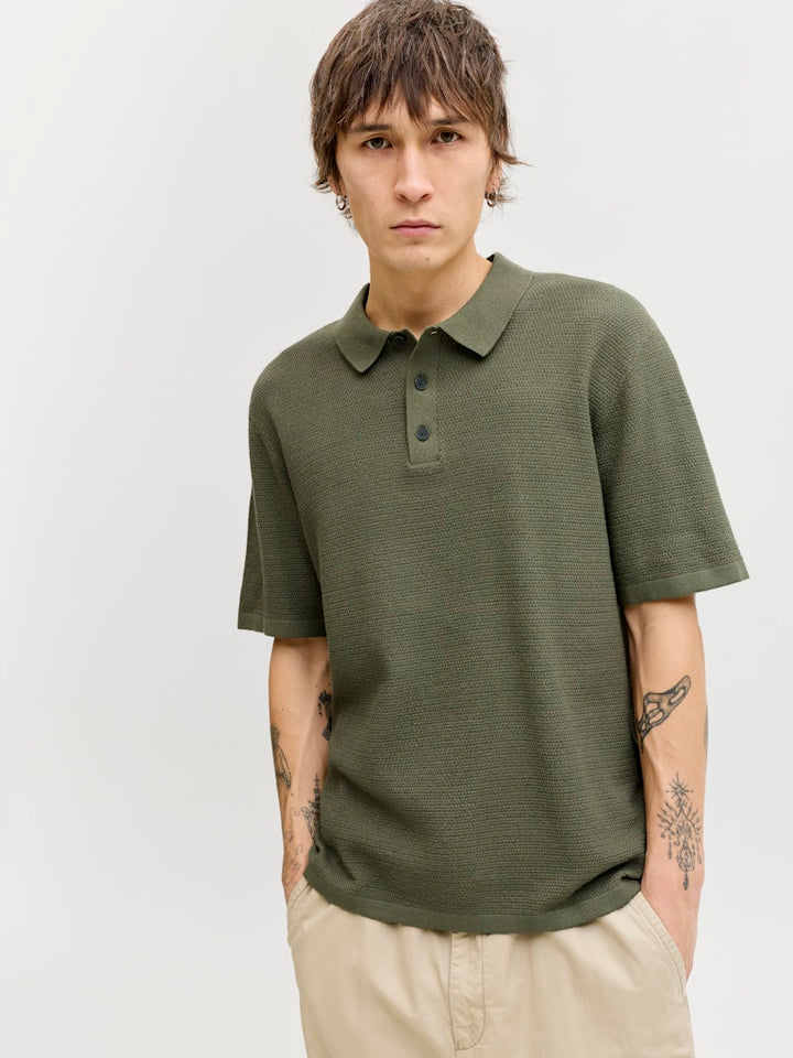 Jjegeorge Knit Polo Ss Sn - Groen