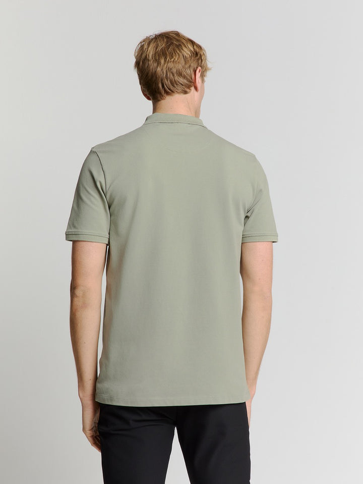 Polo Zip Pique Garment Dyed - Olijf
