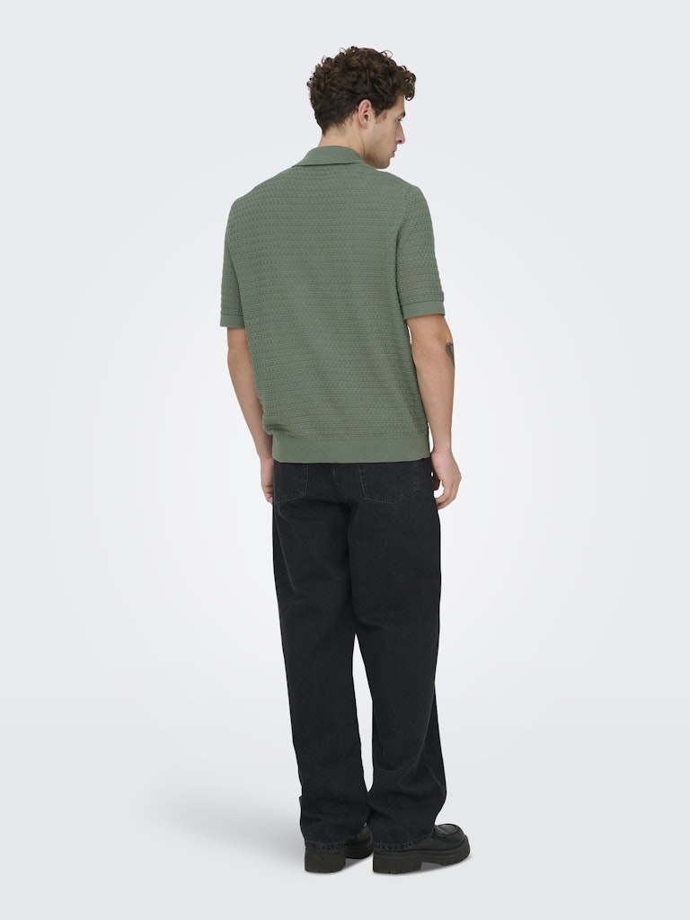 Onsmenu Reg Ss Structure Polo Knit - Olijf